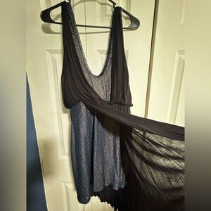 Free People Black, Blue Glittery, interesting & super cool Dress